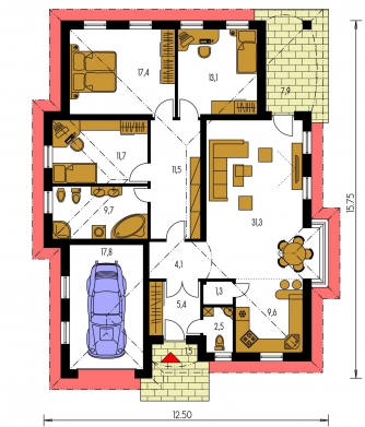 Grundriss des Erdgeschosses - BUNGALOW 52